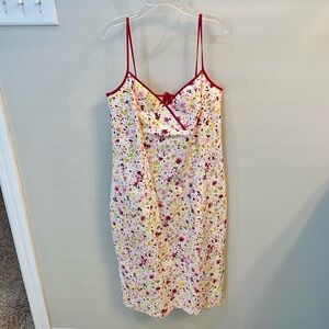 Laundry Shelli Segal Vintage 90’s Slip Dress 4 Paint Splatter Floral Print